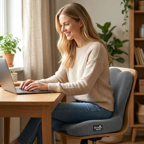 Miniatura 5 de Exclusivo Mezcla Cojín de asiento de espuma viscoelástica, cojines ergonómicos para aliviar el dolor del coxis, almohadilla de asiento Gris
