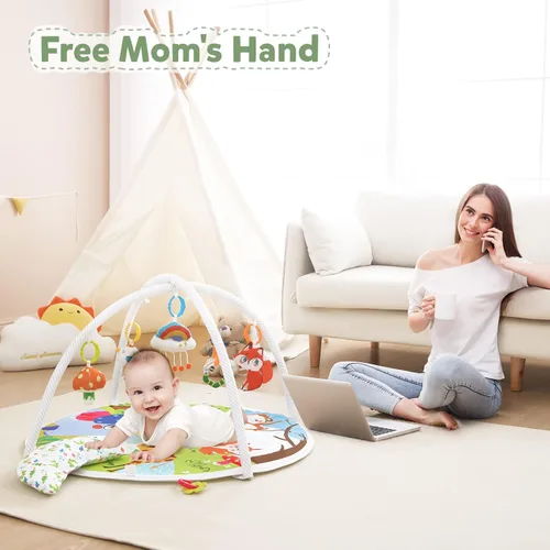 Miniatura 4 de ibabejoy - Tapete de juego de actividades para recién nacidos a niños pequeños, desarrollo de habilidades sensoriales y motoras basado