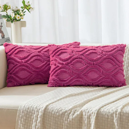 Miniatura 37 de MIULEE - Juego de 2 fundas de almohada de lana sintética suave y afelpada, fundas decorativas de estilo bohemio para sofá, sala de estar, cama, 18 x