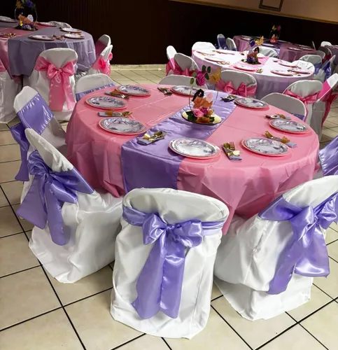 Miniatura 8 de 50 Bandas y Lazos de Satén Azul Bebé para Sillas para Decoración de Bodas, Fiestas de Cumpleaños y Fiestas - Cintas de 7x108 Pulgadas, Lazos