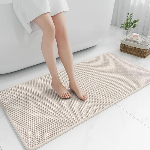 Miniatura 17 de RUERYA Alfombras de baño antideslizantes y lavables, tapetes de baño de goma para baño, secado rápido, súper absorbentes, ultrafinos, pequeños Gris