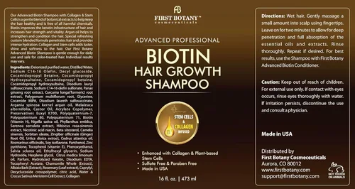 Miniatura 6 de First Botany, Biotin Champú para el crecimiento del cabello, acondicionador anti pérdida de cabello, fórmula engrosante de colágeno y células madre