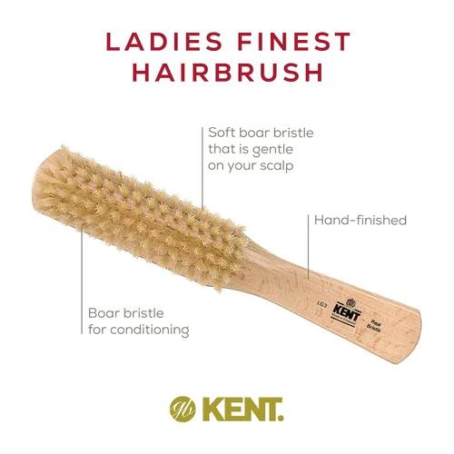 Miniatura 4 de Kent LG3 - Cepillos para el cabello más finos para mujeres, cepillo estrecho de madera de haya natural y cerdas de jabalí, para cabello fino