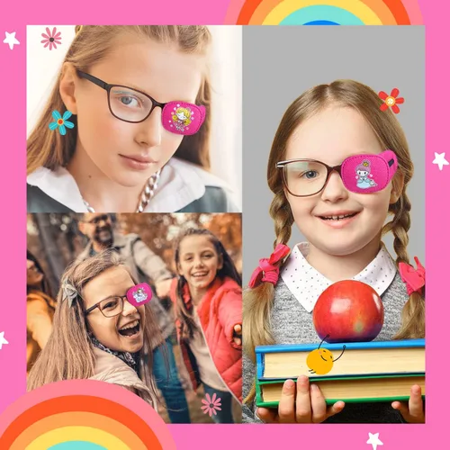 Miniatura 7 de WSHSTS 6 parches de ojos para niños, niñas, niños, parche colorido suave para ojos, parches para ojos perezosos, ojos izquierdo o derecho