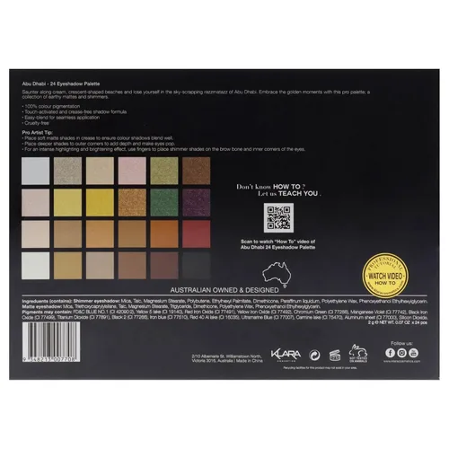 Miniatura 7 de Klara Cosmetics Paleta de 24 sombras de ojos – Paleta de sombra de ojos festiva de lujo, vibrante, intensa, a todo color, larga duración, mate, Abu