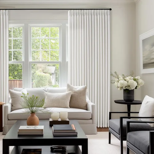 Miniatura 84 de TWODRAPES Cortinas de Lino Plisadas con Pinza Beige Blancas de 54 Pulgadas de Largo 2 Paneles para Comedor Cocina Dormitorio Plisadas Semi