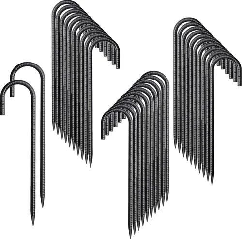 Miniatura 13 de Rebar Estacas de 12 pulgadas, paquete de 10 estacas de metal resistente en J, estacas de valla para trampolín, valla, tienda de campaña