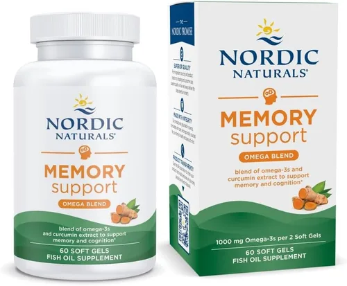 Nordic Naturals Memoria Omega con curcumina, limón, 60 geles blandos, 1000 mg de omega-3 + 400 mg de curcumina optimizada, memoria, cognición,