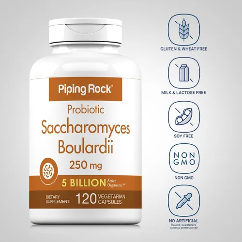 Miniatura 3 de Piping Rock Suplemento probiótico Saccharomyces Boulardii 5 mil millones de UFC 120 cápsulas 250 mg Vegetariano, sin OMG, sin gluten