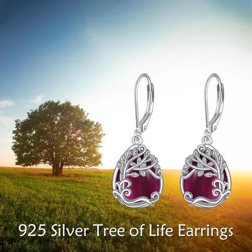 Miniatura 65 de Aretes colgantes con forma de lágrima de filigrana de piedra lunar de plata de ley 925 con cierre de palanca para mujer, regalos de joyería