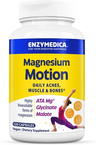 Enzymedica Suplemento de movimiento de magnesio para mujeres y hombres, complejo de magnesio triple, ATA Mg, malato y glicinato, cápsulas de apoyo