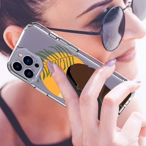 Miniatura 2 de LUHOURI Funda para iPhone 15 Pro con protector de pantalla, acrílico transparente Funda protectora de carga inalámbrica, ajuste delgado, diseños