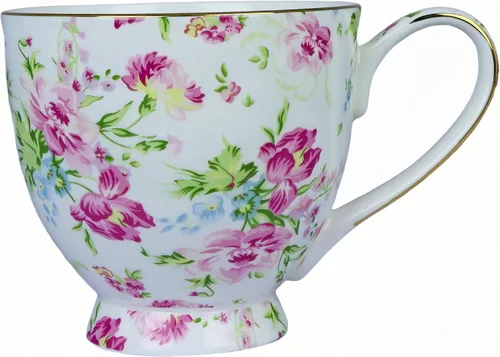 Tazas de café lindas de 16 oz para mujer, tazas lindas de porcelana y hueso, tazas de café, tazas de té para mujeres Mon regalos de cumpleaños