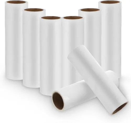 Recambios de rodillo de pelusa de 6.3 pulgadas de ancho, paquete económico de 8 rollos extra pegajosos, repuestos de rodillos adhesivos para pelo de