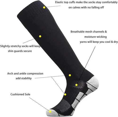 Miniatura 2 de CWVLC - Calcetines de fútbol (135pares) calcetines altos hasta la rodilla, para deportes de equipo, para adultos, jóvenes y niños