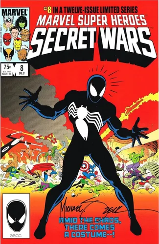 Mike Zeck, Creador de Venom Litografía Firmada 11x17 Secret Wars 8 con FE COA + PRUEBA de firma. Simbionte Eddie Brock, Spiderman 3, Secret Wars,