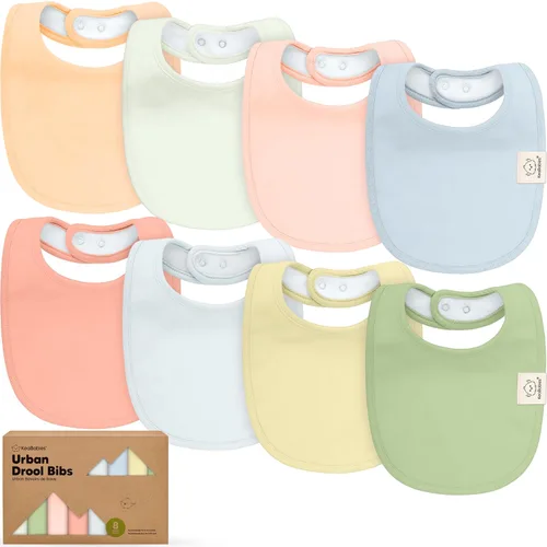 Miniatura 10 de Paquete de 8 baberos orgánicos para bebés niños, niñas - baberos de algodón suave para babear y dentición para bebé niña y niño, extra absorbentes