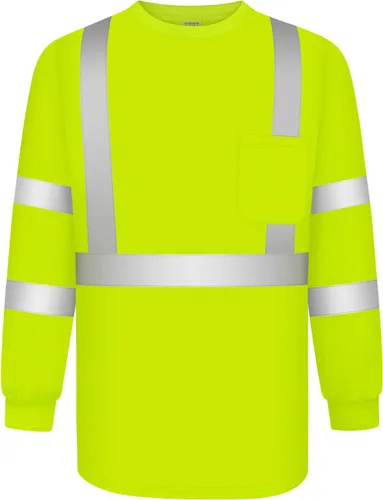 Miniatura 11 de TCCFCCT Camisetas de manga larga de alta visibilidad para hombres y mujeres - Clase 3 Hi Vis, camisas de trabajo de seguridad reflectantes con fondo