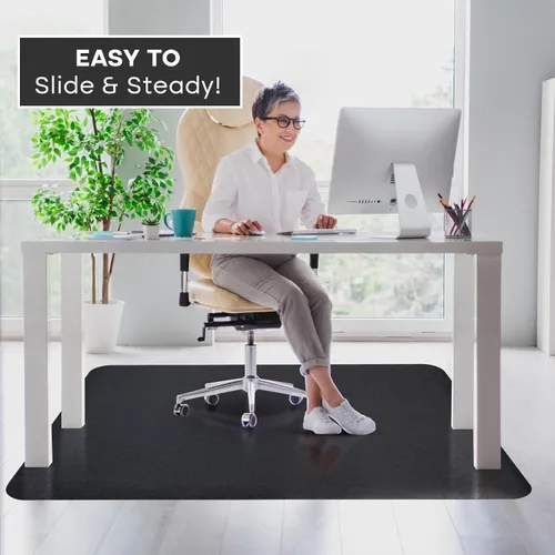 Miniatura 7 de Alfombrilla para Silla de Oficina para Piso de Madera Dura: 63" x 51" Alfombrilla Extra Grande Negra para Silla de Oficina, Alfombrilla de Goma