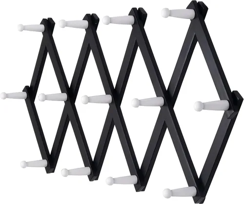 Miniatura 43 de Dseap Acordeón de pared: Perchero de pared expandible de madera de 16" de alto, soporte para sombreros, gancho de acordeón para gorras de béisbol