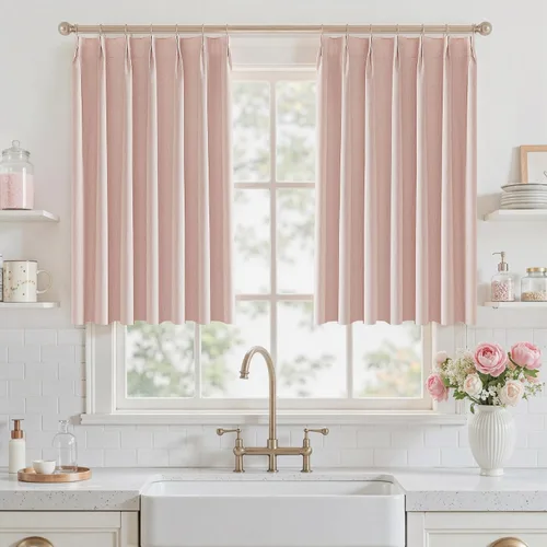 Miniatura 49 de UHITECH Cortinas opacas cortas de 35 pulgadas de largo, plisadas, opacas, para ventanas pequeñas, con aislamiento térmico, cortinas reductoras