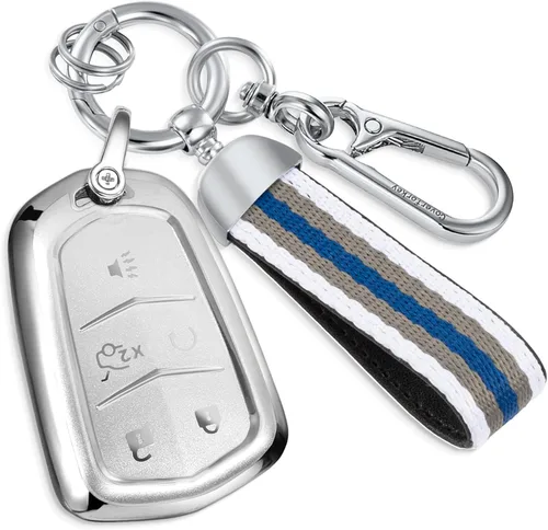 Miniatura 14 de Funda para llavero GMC con llavero de cuerda trenzada de metal antipérdida, exquisita funda suave para Tahoe Acadia Terrain Yukon Yukon XL Silverado