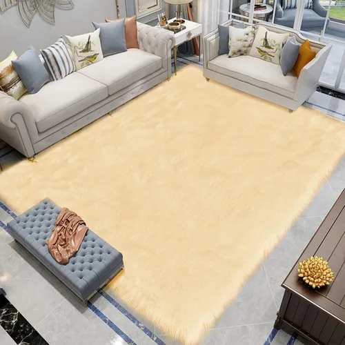 Miniatura 108 de Latepis - Tapete rectangular de piel sintética tipo lana de oveja suave, esponjosa y lavable para sala de estar, dormitorio, sala de juegos o Blanco