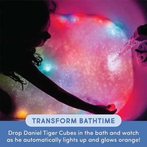 Miniatura 3 de Glo Pals x Daniel Tiger's Neighborhood - Juguete de baño activado por agua con 4 cubos reutilizables iluminados para juegos sensoriales (solo cubos)