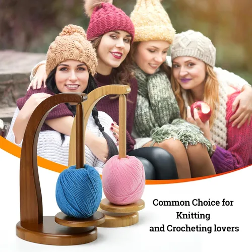 Miniatura 6 de Artowell - Soporte para hilo para tejer y hacer ganchillo, regalo de ganchillo para los amantes del tejido, hilador de hilo de madera para ganchillo
