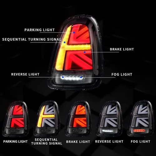 Miniatura 2 de Conjunto de luces traseras para Mini Cooper 2007-2013 y Coopers Hatchback R56 R57 R58 R59 Union Jack luces traseras con luz de señal de giro