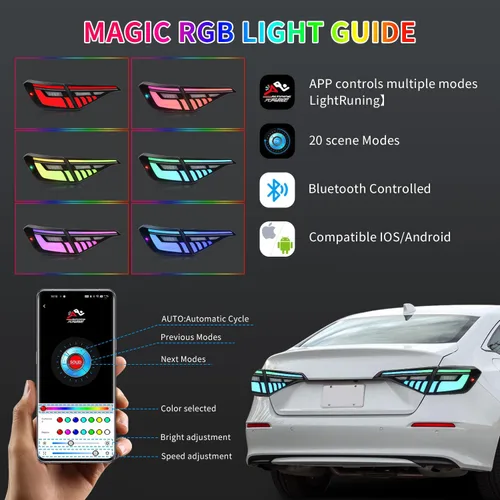 Miniatura 3 de Archaic Luces traseras compatibles con Civic de 11ª generación 2022-2025 Honda Civic Sedan, con animación DRL/señal de giro secuencial, par