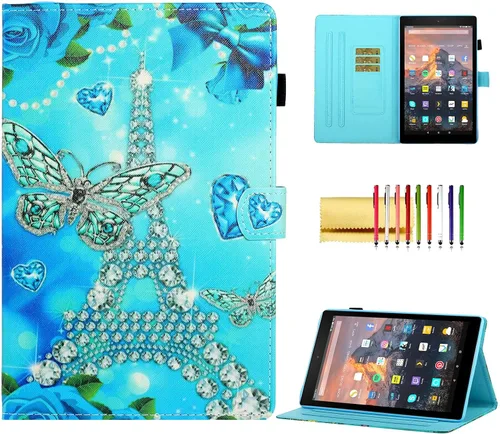 Miniatura 19 de Funda tipo cartera para tableta Amazon Fire HD 10 (5ª generación/7ª generación/9ª generación), soporte plegable delgado