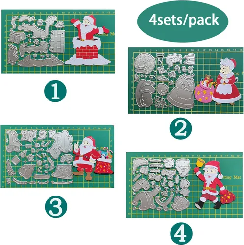 Miniatura 4 de 4 juegos de troqueles de Navidad de chimenea de Papá Noel para hacer tarjetas, suministros para álbumes de recortes, troqueles en relieve, plantilla