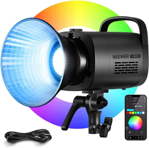 Miniatura 11 de NEEWER CB60 RGB 70W Luz de Video LED con Control de Aplicación, Montura Bowens Salida Continua de Color Completo 18000Lux/1m CCT 2700K-6500K CRI97+