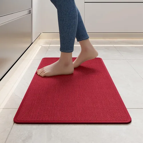 Miniatura 22 de YDKGL Tapetes de cocina para piso, alfombras de cocina súper absorbentes, antideslizantes, lavables, de lino sintético suave trenzado, alfombra
