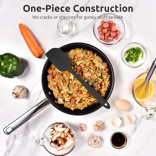 Miniatura 8 de Espátula grande de silicona resistente al calor: U-Taste 600ºF de alto calor, flexible, 11.38 pulgadas, mezcla de silicona, agitación, raspado, Negro