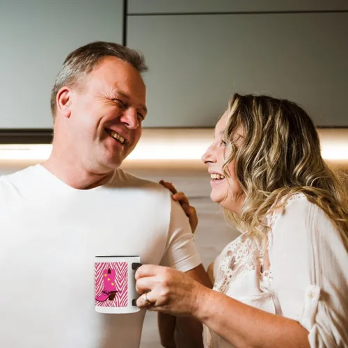 Miniatura 3 de 3dRose Taza de café, tamaño - 15oz - Imagen de la bota de vaquero rosa femenina en la vida campestre Chevron rosa - divertido regalo de taza de café