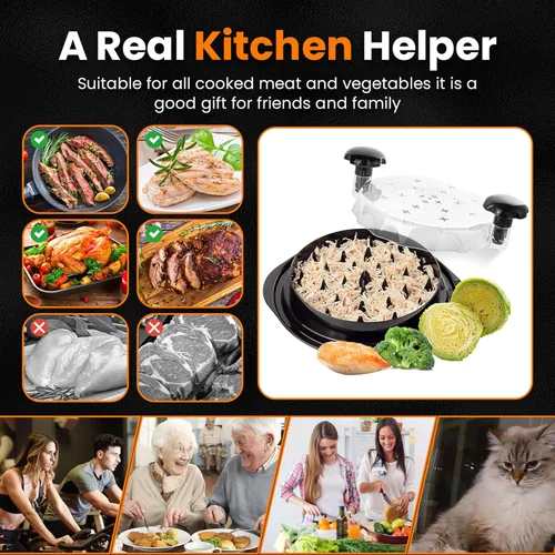 Miniatura 6 de Herramienta trituradora de pollo, máquina trituradora de carne manual grande para pollo y carne de res, base antideslizante fuerte, mango