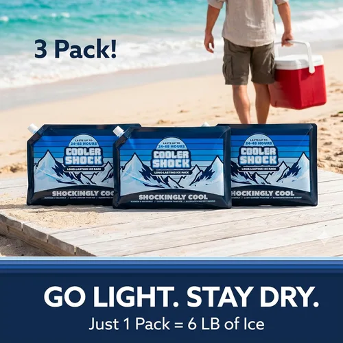 Miniatura 5 de Cooler Shock - Bolsas de hielo reutilizables para enfriadores - Paquetes de congelador fríos de larga duración para enfriadores y loncheras - Bolsas