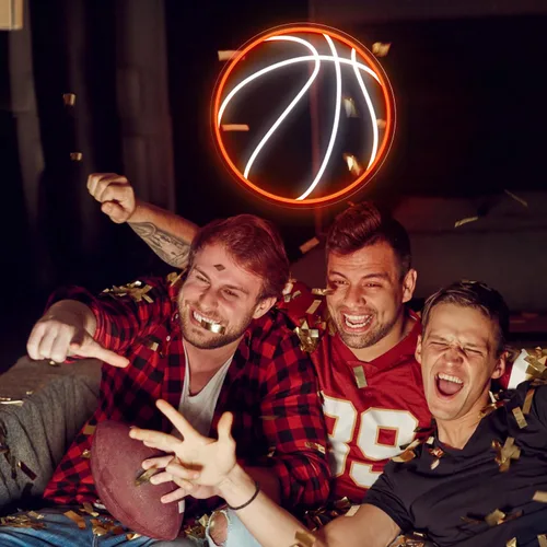 Miniatura 4 de Letrero de neón de baloncesto, luz de neón LED de baloncesto de 12.6×12.6 pulgadas, letreros de neón LED regulables para decoración de pared