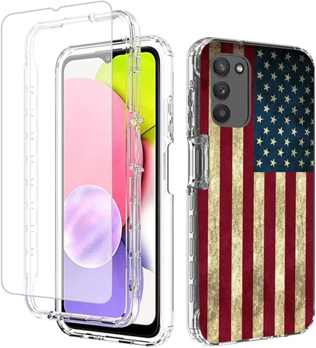 Miniatura 8 de Funda para Galaxy A03S/Samsung A03S A037U con protector de pantalla de vidrio templado, cuerpo completo, a prueba de golpes, lindo patrón floral