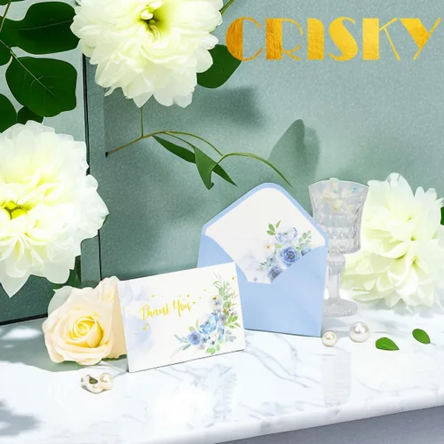 Miniatura 6 de Crisky Tarjetas de agradecimiento, 4 surtidos, flores pintadas en acuarela