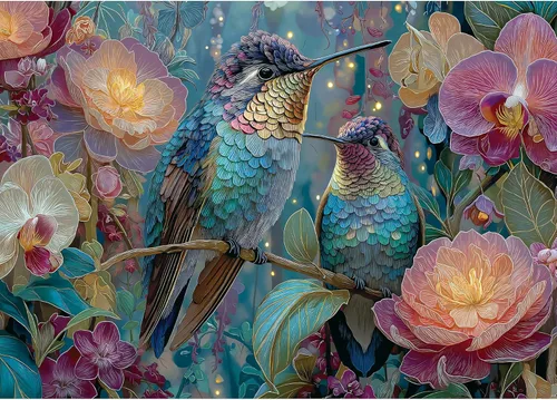 Rompecabezas para adultos de 1000 piezas, colibrí, flor, pájaro, naturaleza, animal, rompecabezas de 1000 piezas para adultos mayores, rompecabezas
