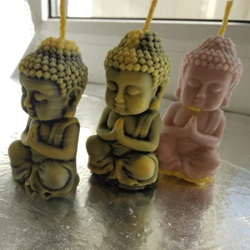 Miniatura 5 de Molde de vela 3D de Buda de bronce para fabricante de velas, moldes de jabón, arcilla polimérica, moldes de silicona de porcelana fría Buda 13