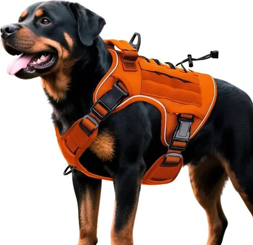Miniatura 69 de Arnés táctico para perros grandes, chaleco reflectante ajustable sin tirones con sistema Molle, control de grado militar K9 para entrenamiento