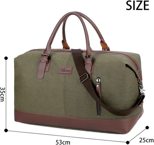 Miniatura 6 de Wohlbege Bolso de viaje de gran capacidad para hombre, bolso cruzado de fin de semana, bolso de mensajero de hombro para hombre, bolso de lona