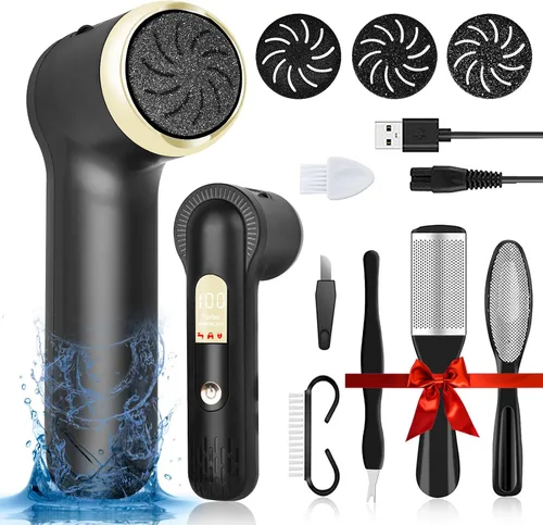 LAVAED Removedor eléctrico de callos para pies, recargable, electrónico, IPX7, resistente al agua, kit de pedicura y pedicura, actualización