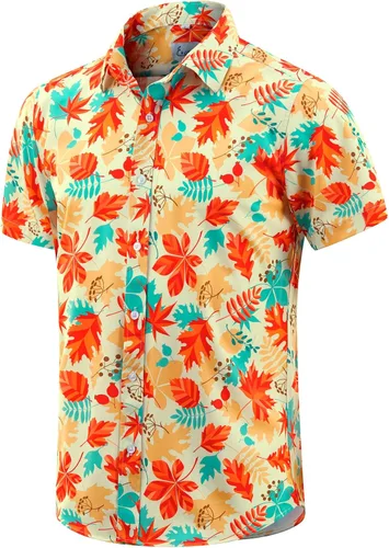 Miniatura 19 de EUOW - Camisas hawaianas para hombre de manga corta con botones, estampadas para la playa y el verano