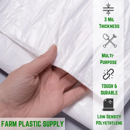 Miniatura 2 de Farm Plastic Supply - Láminas de plástico transparente - 3 mil - (4' x 200') - Láminas de plástico grueso, cubierta de barrera de vapor