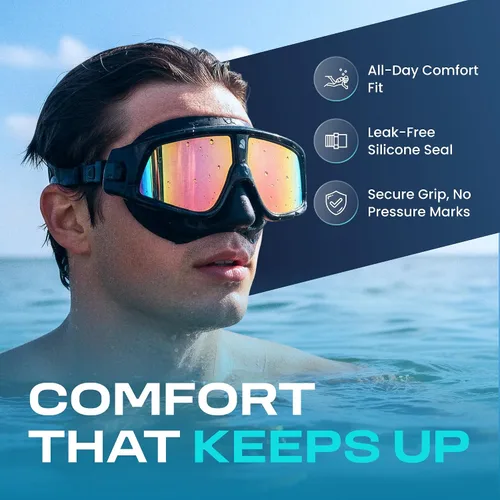 Miniatura 5 de Clear'r Focus Adult Swim Mask - Adult Swimming Goggles, Panoramic Vision, Snorkel Mask Silicone Skirt, Anti-Scratch Coating